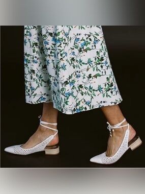 ANTONIO MELANI x Jennifer Sumko  White Lace Up Slingback Woven Espadrilles
